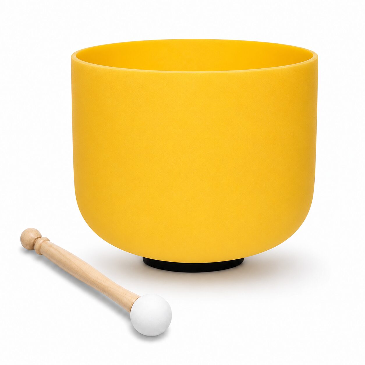 Cuenco Tibetano de Cuarzo Amarillo 10" Nota Mi Chakra Plexo Solar con Baqueta