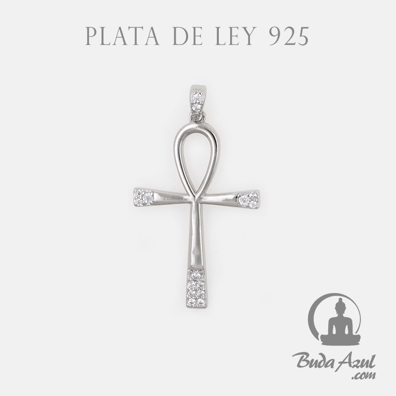 Colgante Plata de Ley 925 CRUZ EGIPCIA CIRCONITAS REF. 790