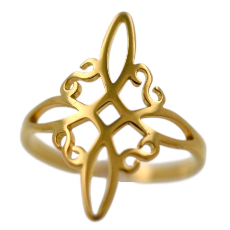 Anillo Acero Dorado Nudo de Brujas ajustable - 4