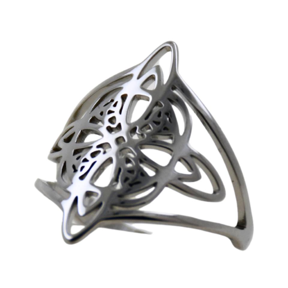 Anillo Acero Plateado Nudo deBrujas ajustable REF4
