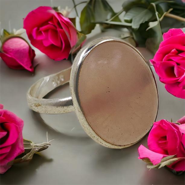 Anillo Plata AJUSTABLE MINERAL CUARZO ROSA REF890