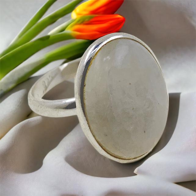 Anillo Plata AJUSTABLE MINERAL PIEDRA LUNA REF890