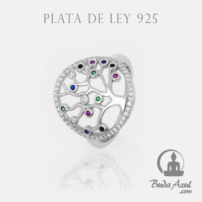 Anillo Plata ARBOL VIDA CIRCONITAS COLOR REF. 790