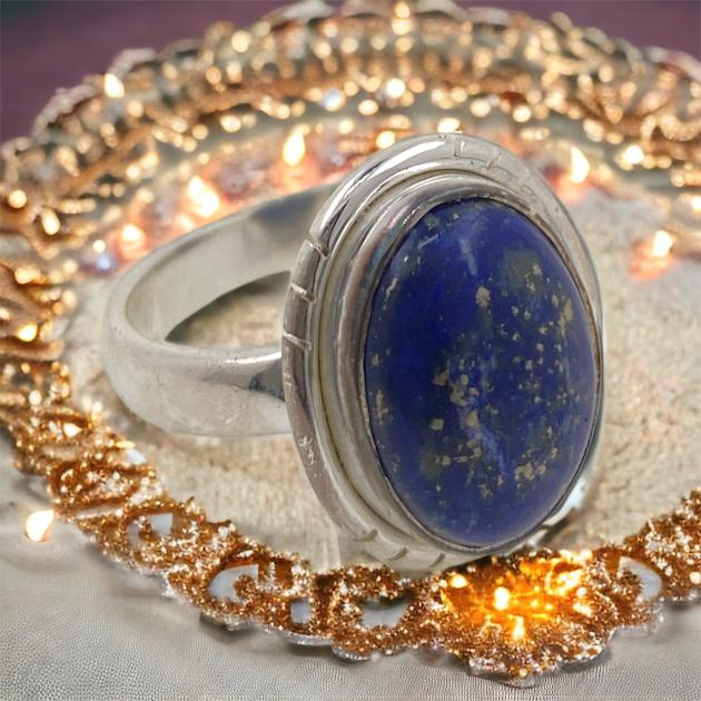 Anillo Plata LISO MINERAL LAPISLAZULI REF890