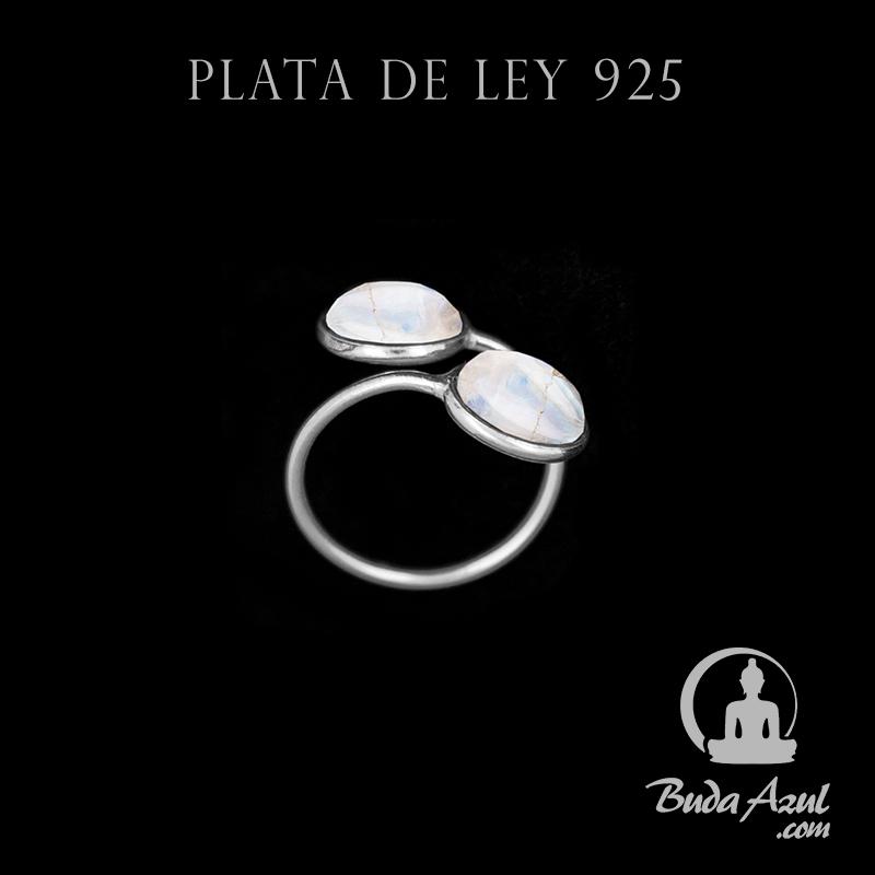 Anillo Plata de Ley 925 Piedra Luna Liso REF. 650