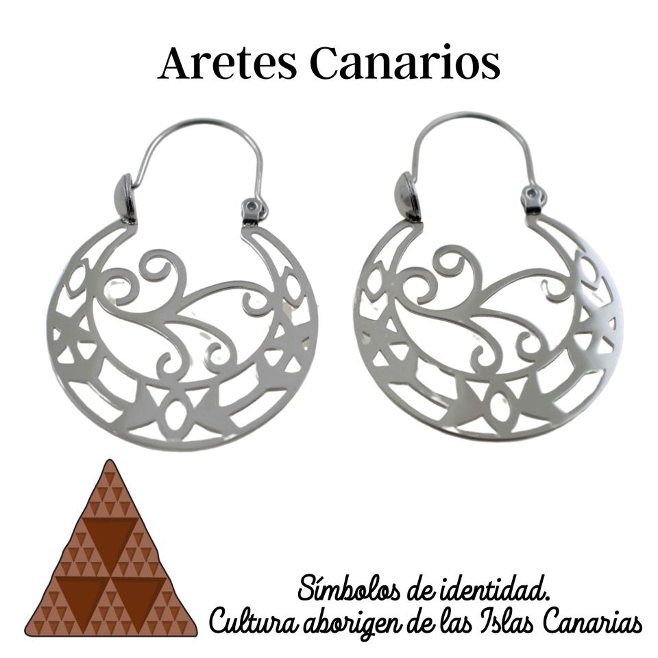 Arete Canario Acero Plateado GRANDE LABRADO REF 6