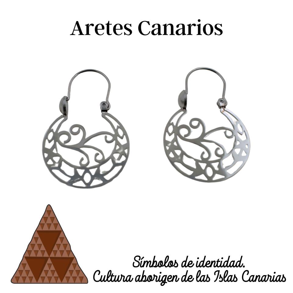 Arete Canario Acero Plateado PEQUEÑO LABRADO REF 5