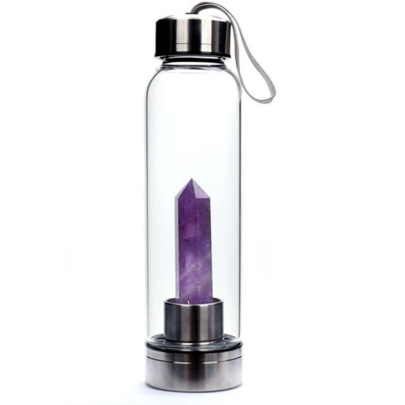 Botella metal cristal con punta AMATISTA