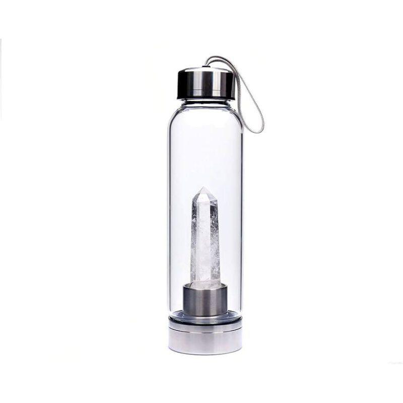 Botella metal cristal con punta CUARZO BLANCO