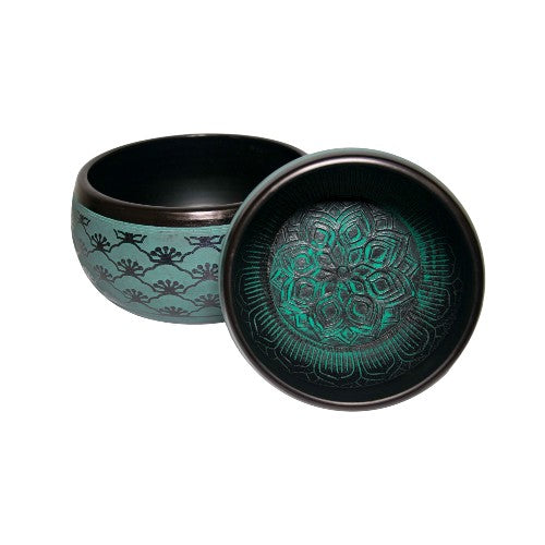 CUENCO TIBET 5 METALES NEGRO/TURQUESA PQ. Ø16CM