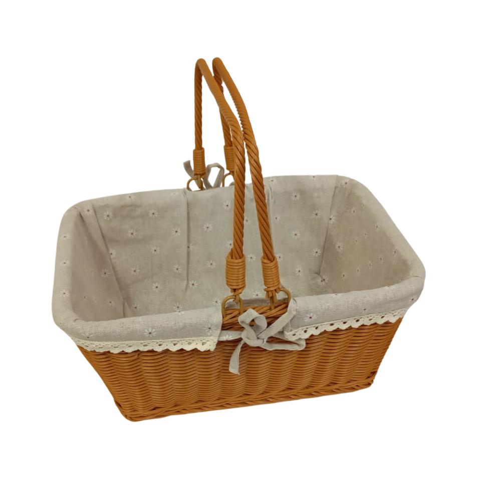 Cesta con asa tela con flores