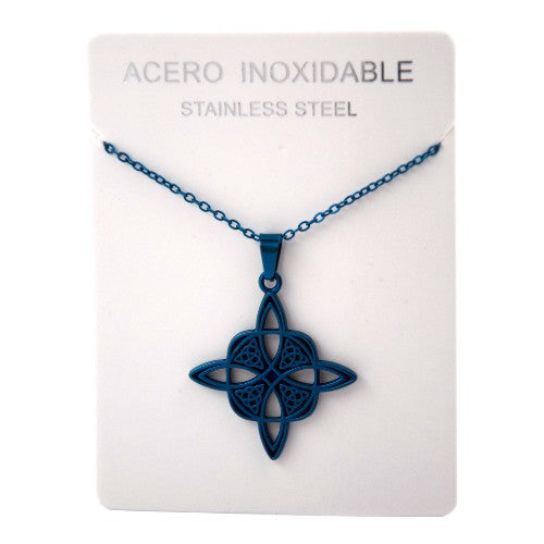 Colgante Acero Azul Nudo de Bruja REF. 290
