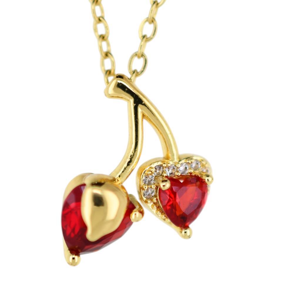 Colgante Acero Dorado Cerezas circonitas mod.02