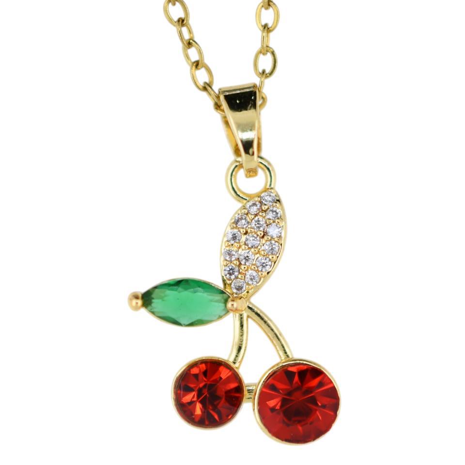 Colgante Acero Dorado Cerezas circonitas mod.03