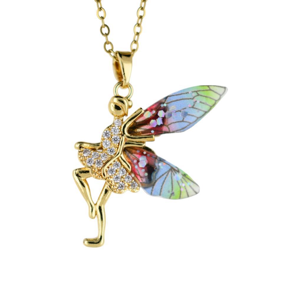 Colgante Acero Dorado Hada con circonitas