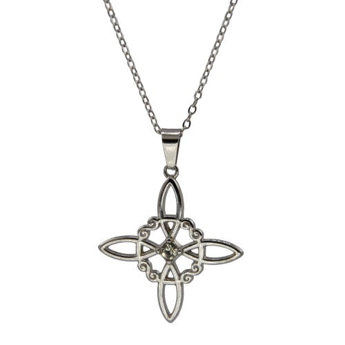 Colgante Nudo de Brujas en Acero Plateado con Circonita Blanca - REF 290 Mod 19