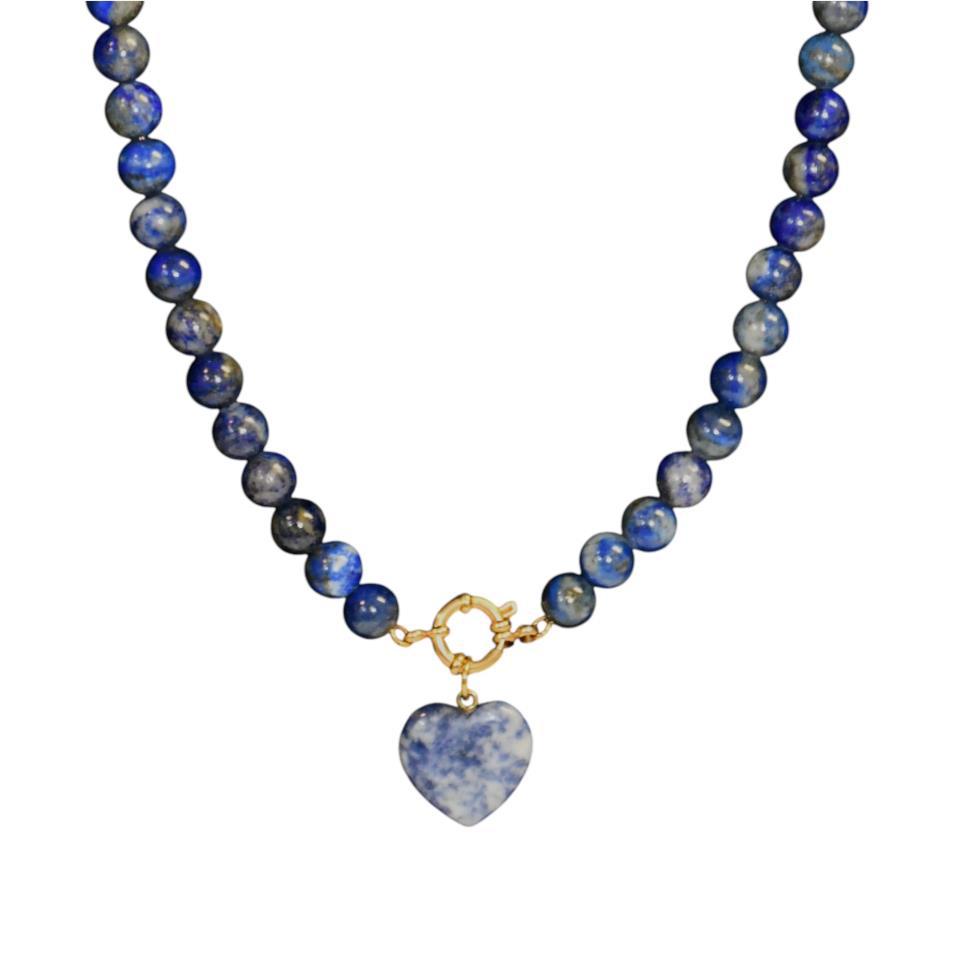 Collar Mineral Lapislázuli 8mm Corazón - 9