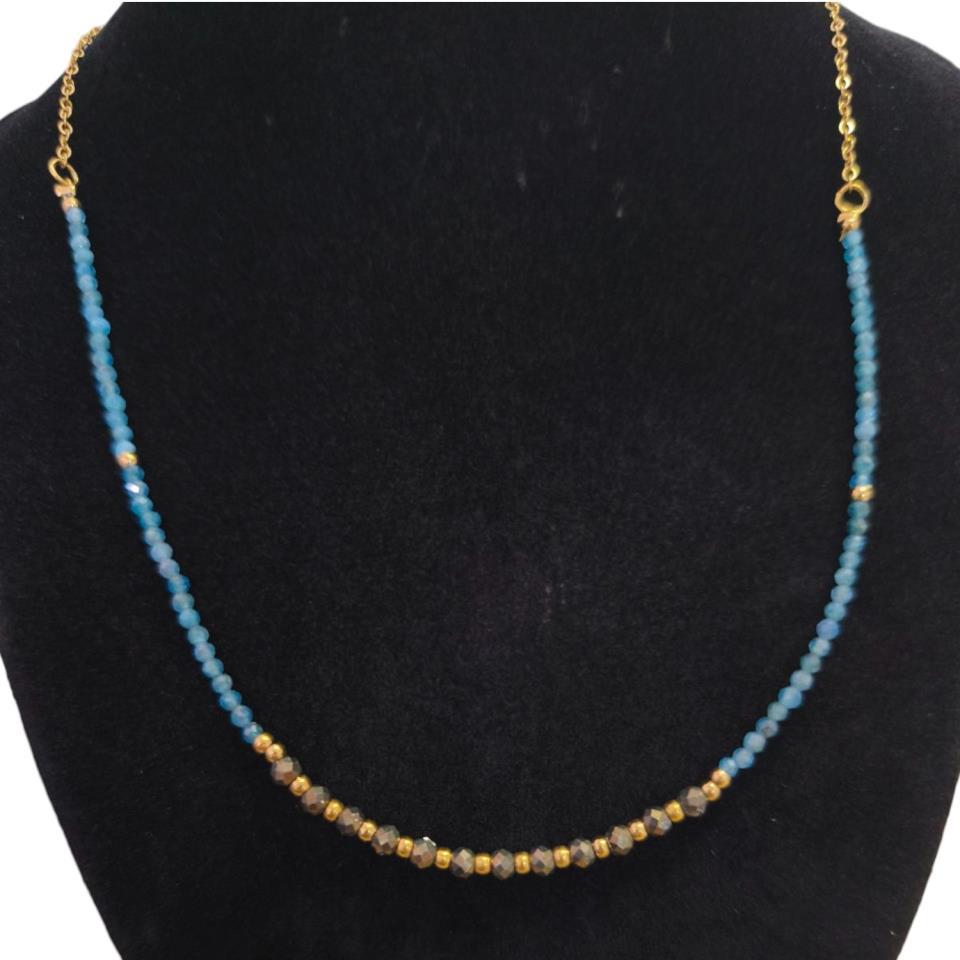 Collar de Mineral Facetado APATITA PIRITA - 8