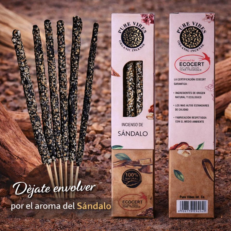 Incienso orgánico Pure Vibes SÁNDALO Pack 12 cajas