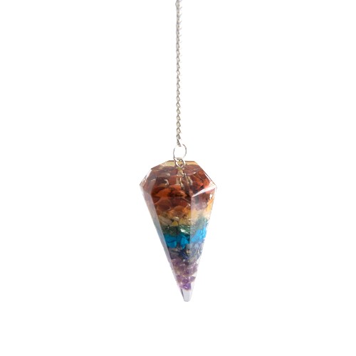 PÉNDULO ORGONITA REF 290 - 7 CHAKRAS CAPAS
