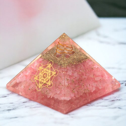 PIRAMIDE ORGONITA METATRON CUARZO ROSA REF 690