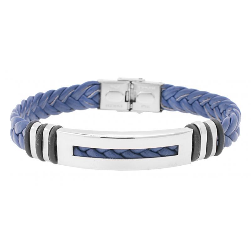 PULSERA ACERO POLIPIEL MOD. 1 COLOR AZUL
