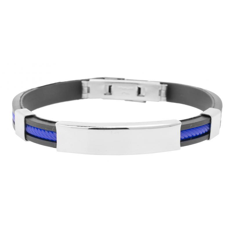 PULSERA ACERO POLIPIEL MOD. 2 COLOR AZUL