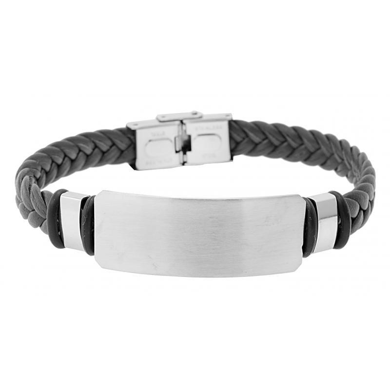 PULSERA ACERO POLIPIEL MOD. 3 COLOR NEGRO