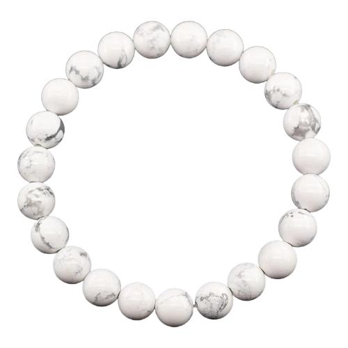 PULSERA MINERAL HOWLITE BLANCA + 4MM REF. 4
