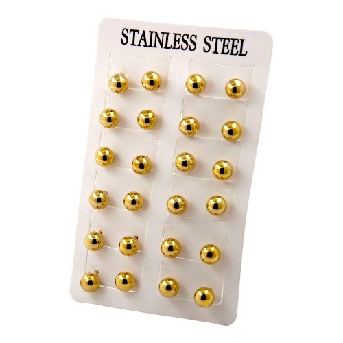 Pendientes Acero Dorado Bola 8mm