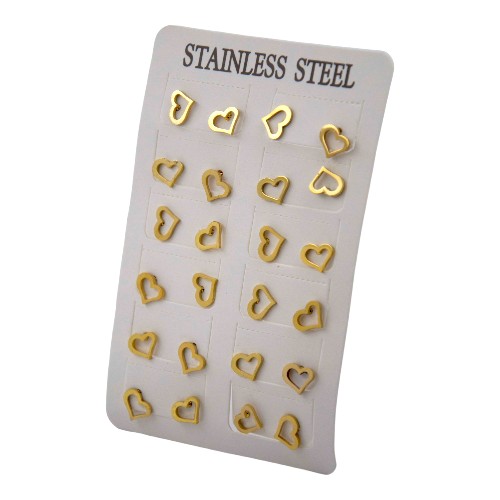 Pendientes Acero Dorado Corazón Mod. 04