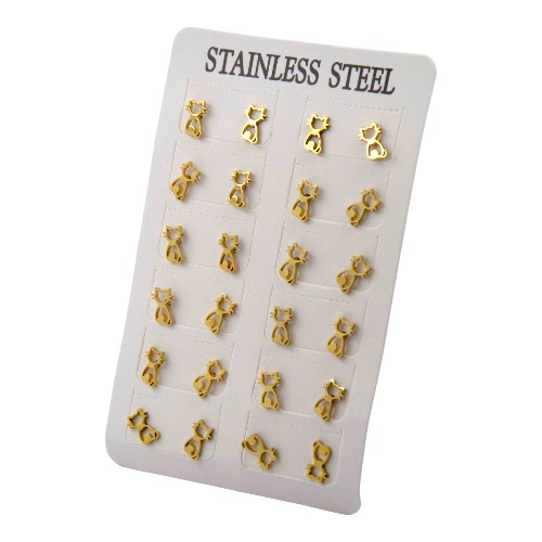Pendientes Acero Dorado Gato