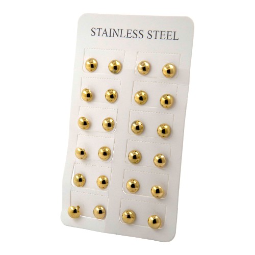 Pendientes Acero Dorado Media Bola 8mm