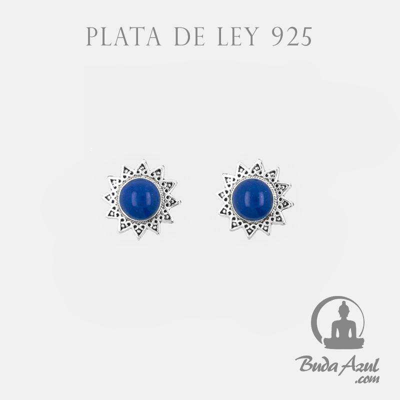 Pendientes Plata de Ley 925 sol redondo azul 200