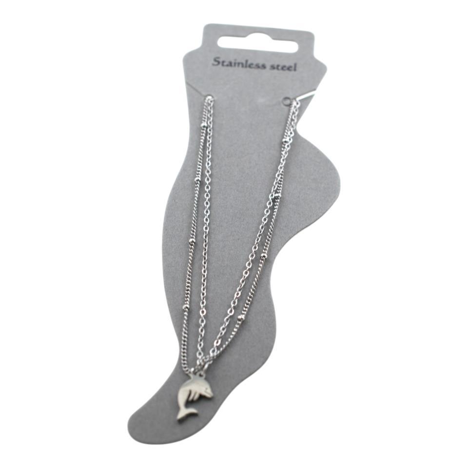 Tobillera Acero Plata de Pie DELFÍN - 6