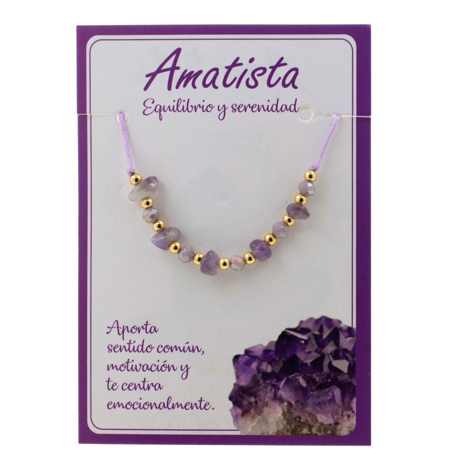 Pulsera Hilo Mineral Chip AMATISTA REF 3