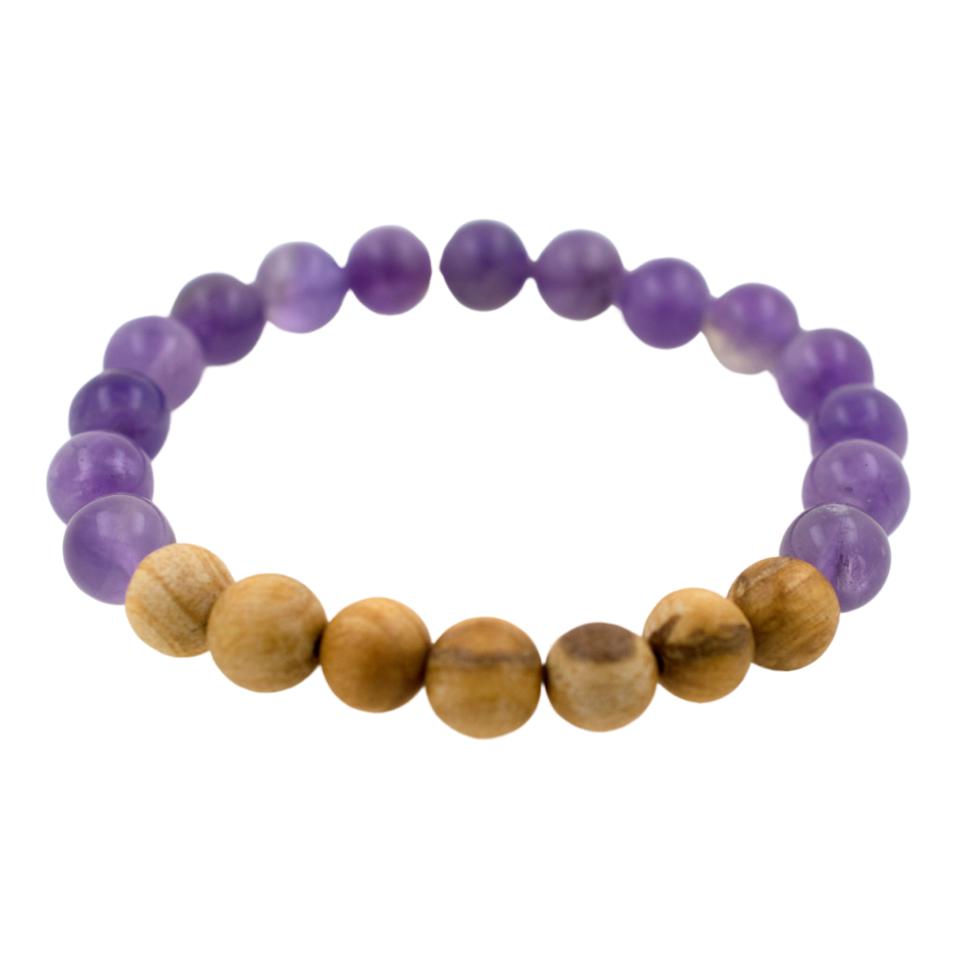 Pulsera Mineral Amatista con Palo Santo 8MM REF. 8