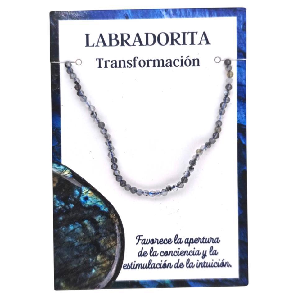 Pulsera Mineral Facetado 2MM LABRADORITA - 5