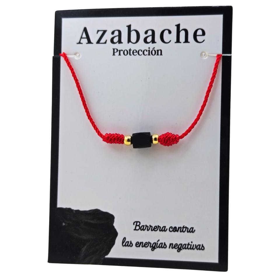 Pulsera mineral hilo rojo 2 nudos AZABACHE REF. 6