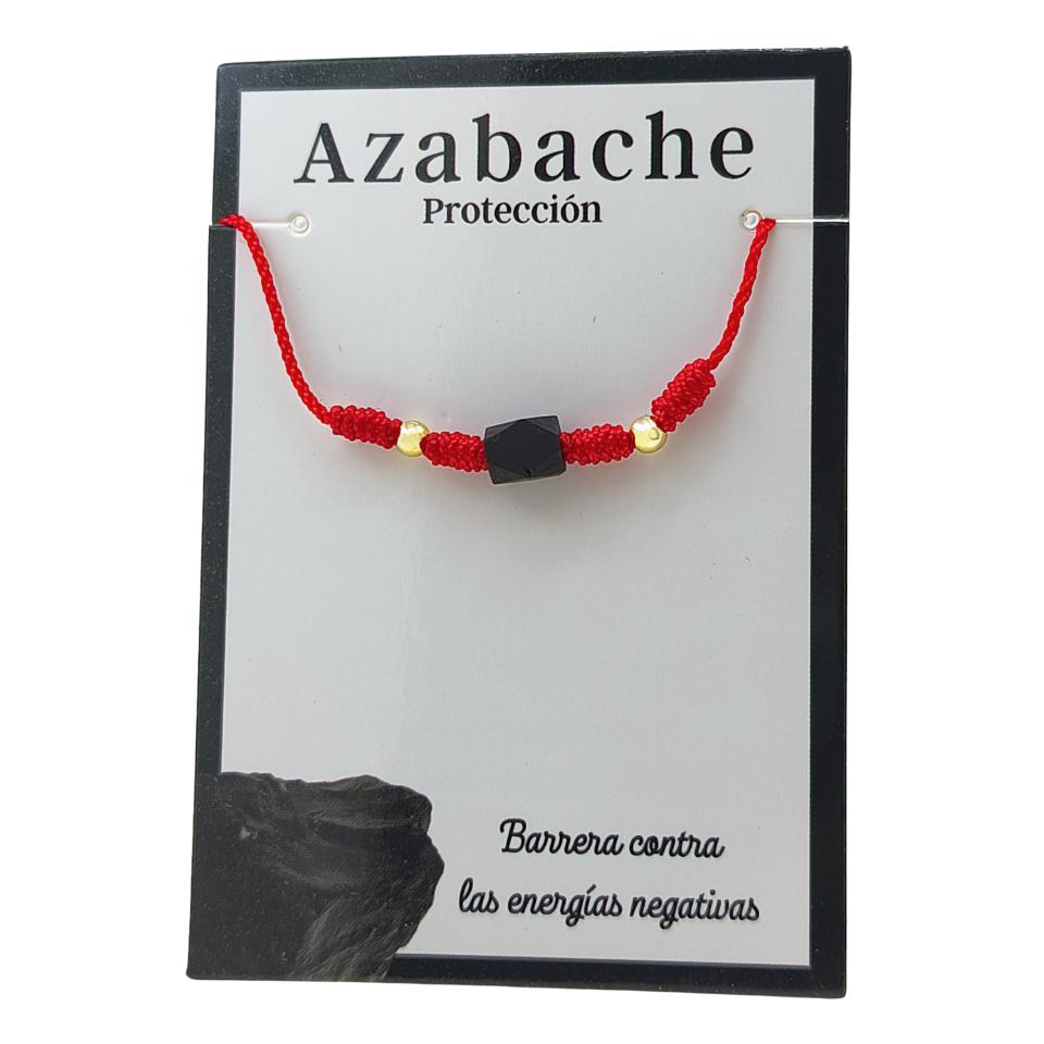 Pulsera mineral hilo rojo 4 nudos AZABACHE REF. 3