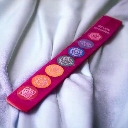 Quemador incienso tablilla madera 7 chakras - REF 065 MOD. 06 FUCSIA
