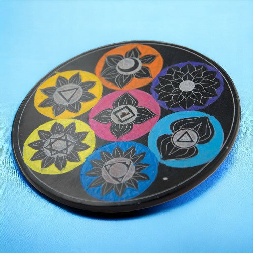 Quemador piedra diseño 5" NEGRO CIRCULO 7CHAKRA350