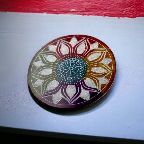 Quemador plato piedra FLOR CHAKRA 4" 10CM ? 240