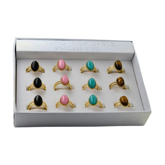 SET 12 ANILLOS DE ACERO – MOD. 07 OVALADO MINERAL