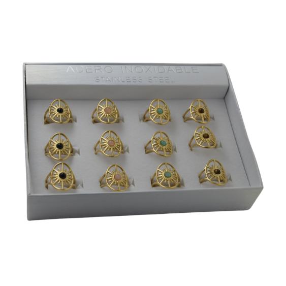SET 12 ANILLOS DE ACERO – MOD. 14 OVALADO MINERAL