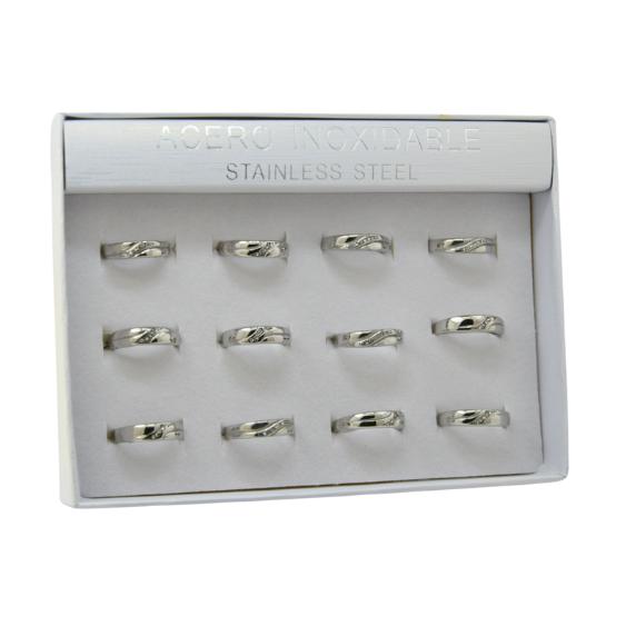 SET 12 ANILLOS DE ACERO – MOD. 25 CIRCONITAS