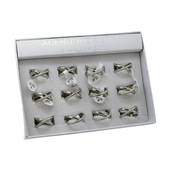 SET 12 ANILLOS DE ACERO – MOD. 28 CORDÓN CRUZ