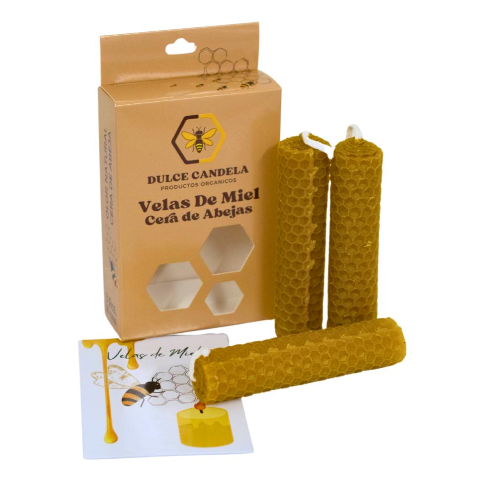 Vela bujía Miel 10cms. Pack 3 Pcs. - DULCE CANDELA