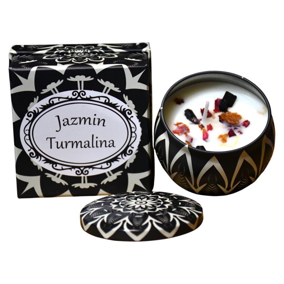Vela Soja lata Grande aroma Jazmín con Turmalina