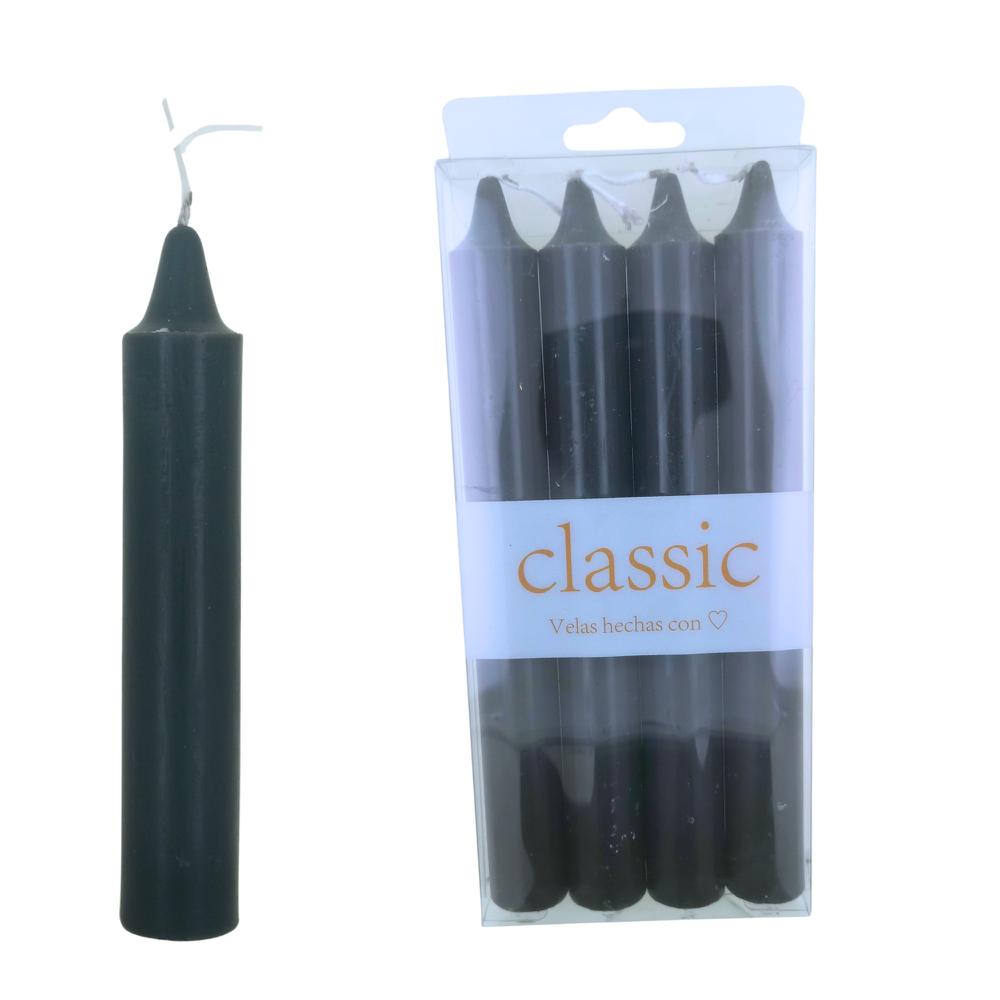 Velas bujía grande 19cm - 60g Pack4uds Negra